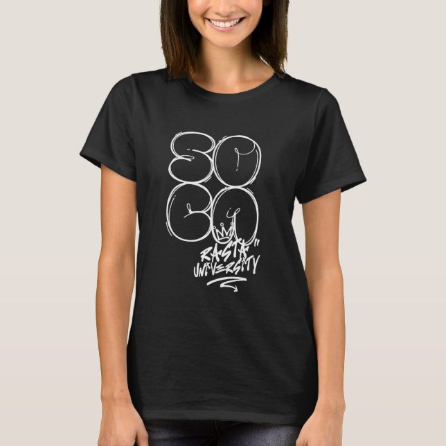 Camiseta Rasta University Soca Grafite Style Reggae (Frente)