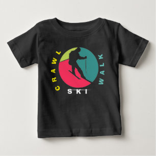 Camiseta Rastreio, caminhada, esqui, bebês engraçados esqui