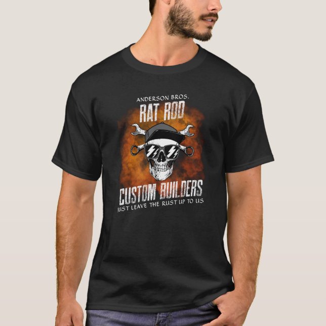 Camiseta Rat Rod Custom Builders Funny Slogan Mechanic Tool (Frente)