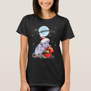 Camiseta Rat Santa Hat Snowman Papais noeis Sob Cristo Lua