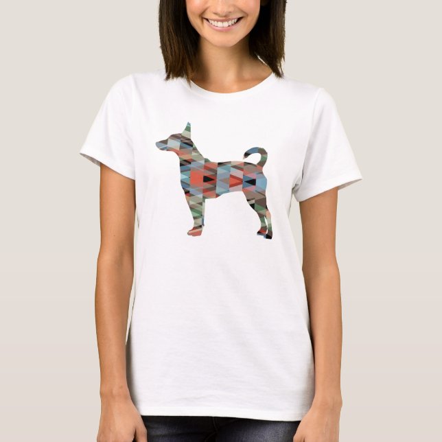 Camiseta Rat Terrier Colorful Geométrico Pattern Silhouette (Frente)
