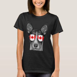 Camiseta Rat Terrier Dog Canada Flag Sunglass