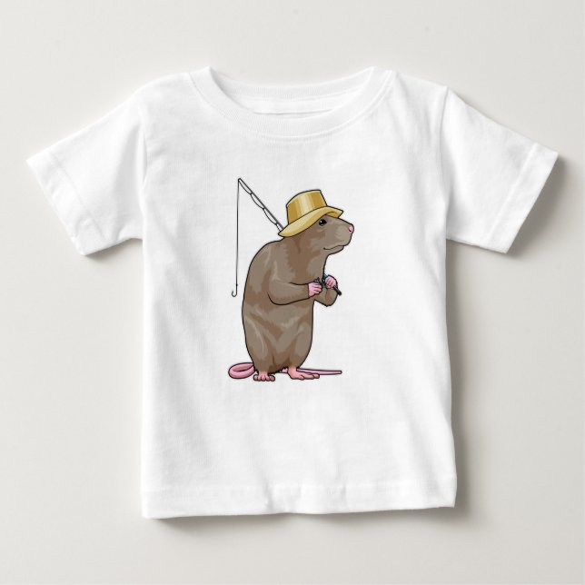 Camiseta Rato a pescar com cana de pesca (Frente)