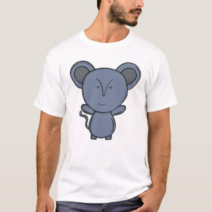 Camiseta Rato Azul Adorável Desenho Animado Kawaii Fofo