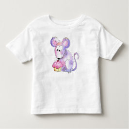 Camiseta Rato branco bonito com Cupcake