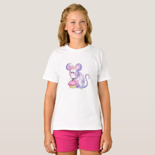 Camiseta Rato branco bonito com Cupcake