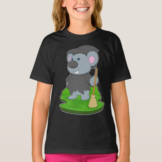 Camiseta Rato Bruxa de Halloween (Frente)