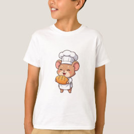 Camiseta Rato Chef Fofo Segurando Pão Fresco para Crianças