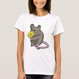 Camiseta Rato com flor amarela