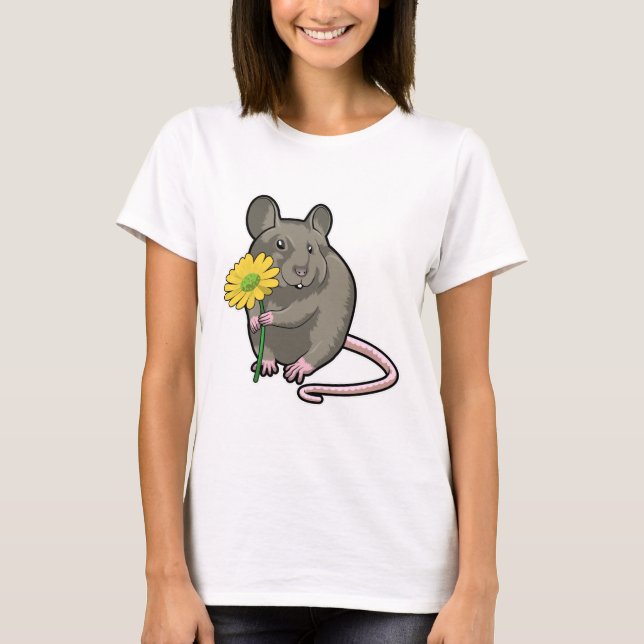 Camiseta Rato com flor amarela (Frente)