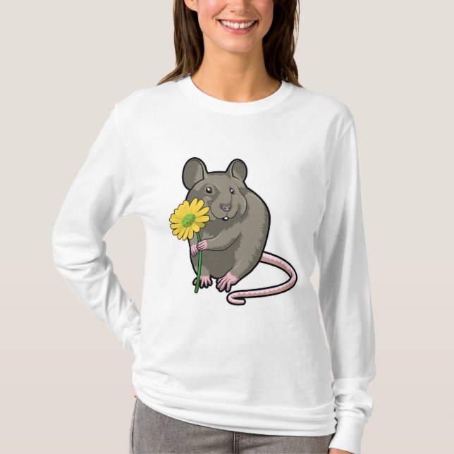 Camiseta Rato com flor amarela (Frente)
