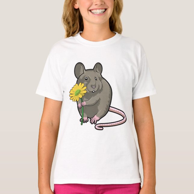 Camiseta Rato com flor amarela (Frente)