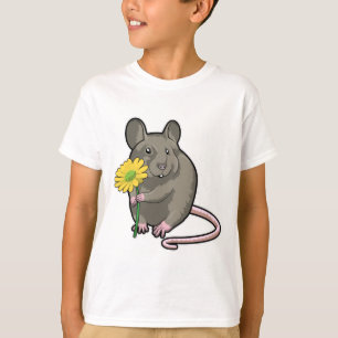 Camiseta Rato com flor amarela
