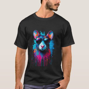 Camiseta Rato com Óculos de Sol Colorido Pop Art Amante de 