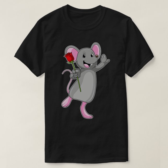 Camiseta Rato com ventilador de Rosa (Frente do Design)