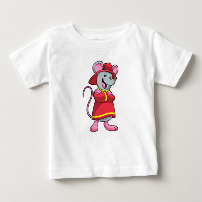 Camiseta Rato como Bombeiro com Capacete (Frente)