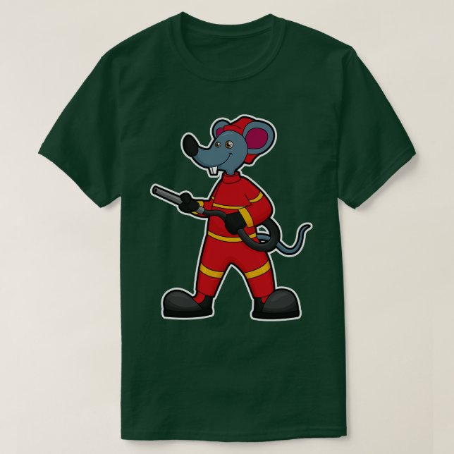 Camiseta Rato como Bombeiro com Mangueira (Frente do Design)