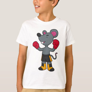 Camiseta Rato como Boxer com luvas in a box