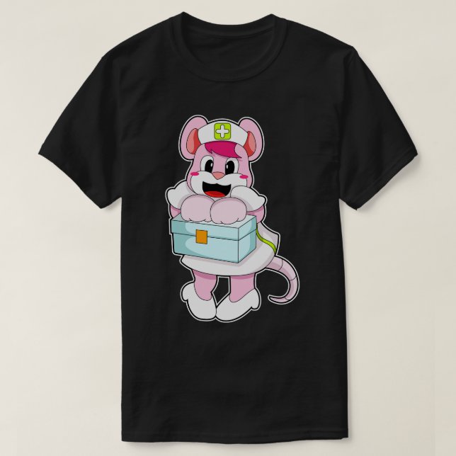 Camiseta Rato como enfermeiro com caixa (Frente do Design)