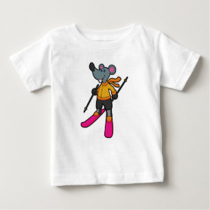 Camiseta Rato como esquiador com esqui