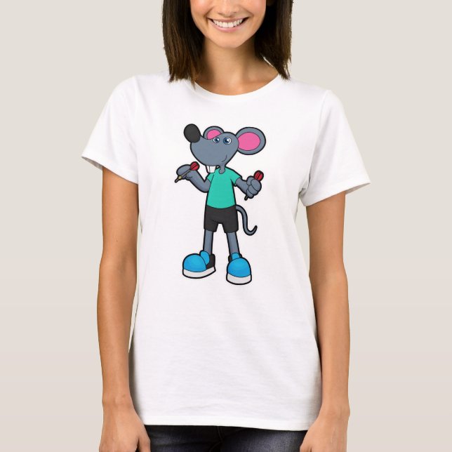 Camiseta Rato como jogador de dardos com dardos (Frente)