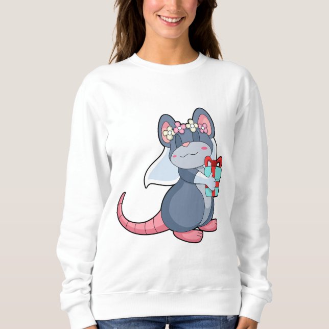 Camiseta Rato como Noiva com Véu & Presente.PNG (Frente)