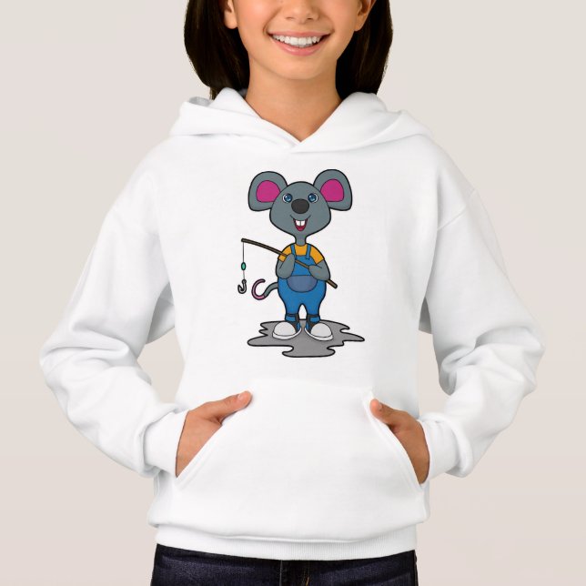 Camiseta Rato como pescador com barra de pesca (Frente)