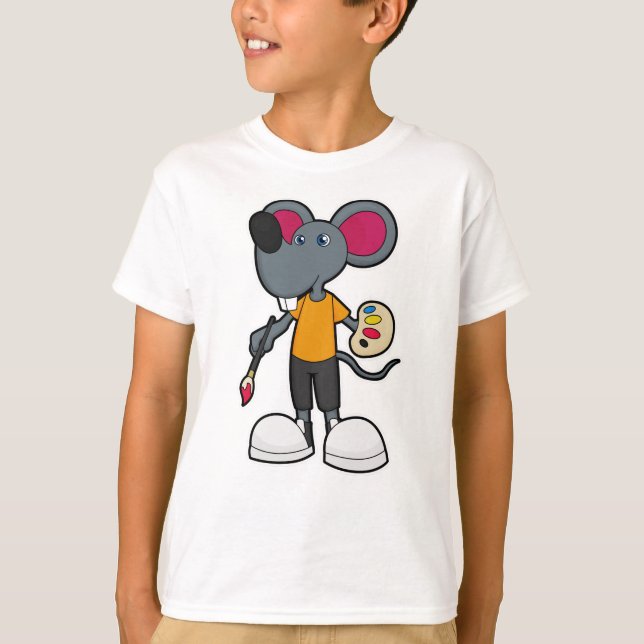 Camiseta Rato como Pintor com Pinta e Pincel (Frente)