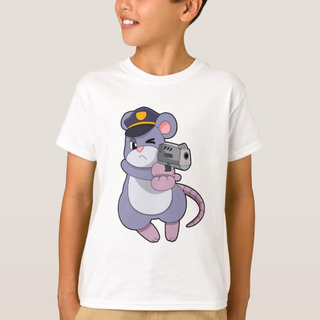 Camiseta Rato como policial com chapéu de polícia (Frente)