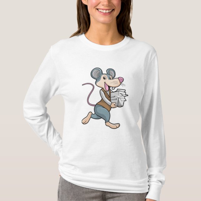 Camiseta Rato como Secretário com Papel (Frente)