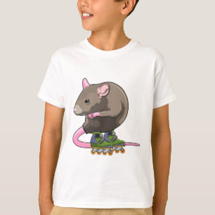 Camiseta Rato como skater em linha com skates em linha