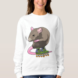 Camiseta Rato como skater em linha com skates em linha