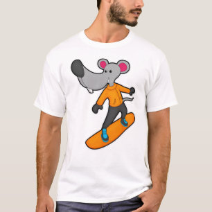 Camiseta Rato como Snowboarder com Snowboard