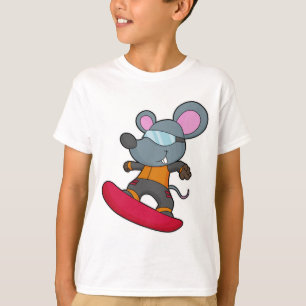 Camiseta Rato como Snowboarder com Snowboard