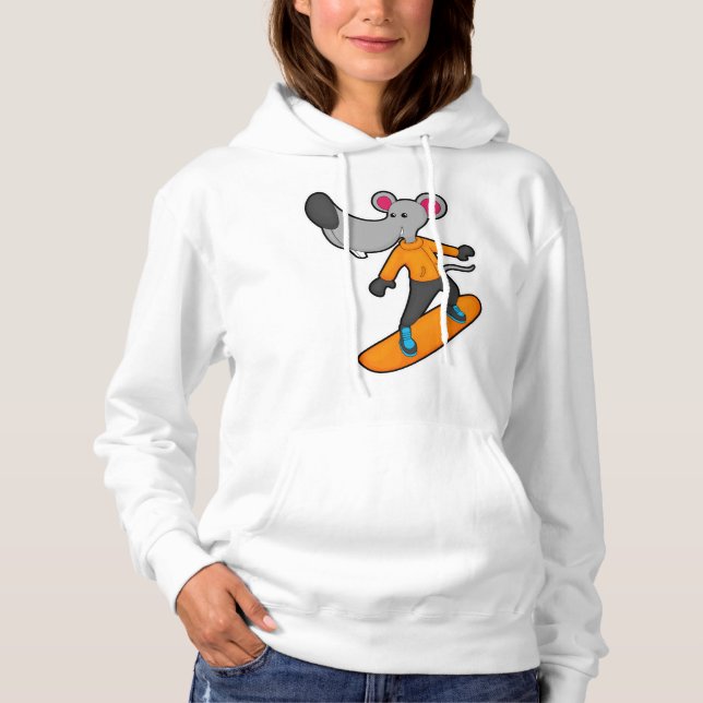 Camiseta Rato como Snowboarder com Snowboard (Frente)