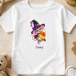 Camiseta Rato de Halloween Carregando Milho Doce Personaliz