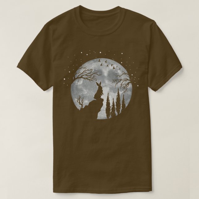 Camiseta Rato De Lebre De Coelho Lua Cheia À Noite (Frente do Design)