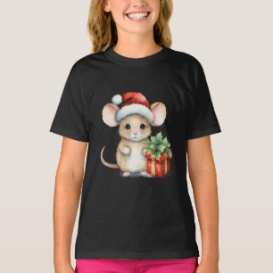 Camiseta Rato de Natal aquarela