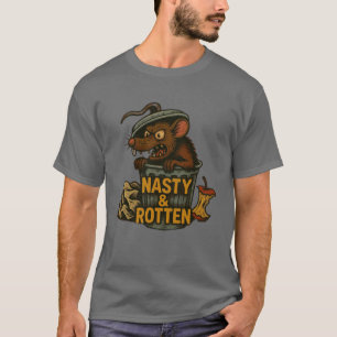 Camiseta Rato desagradável e podre na lata de lixo