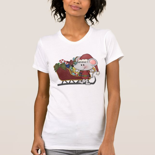 Camiseta Rato do papai noel com trenó (Frente)