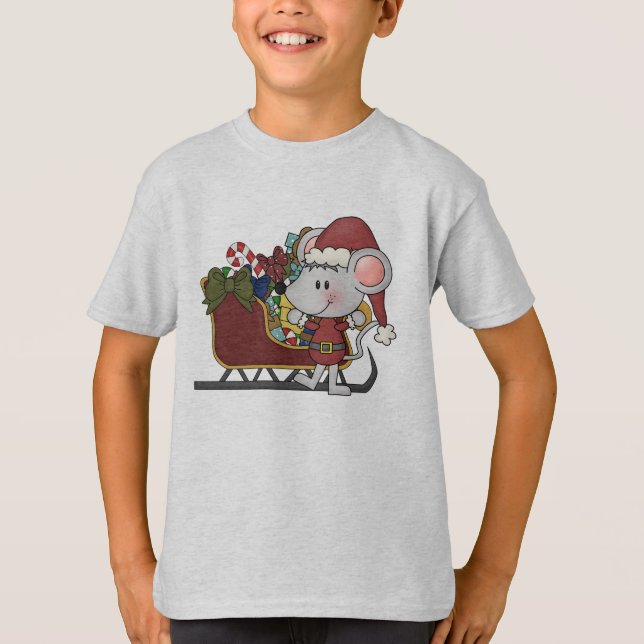 Camiseta Rato do papai noel com trenó (Frente)