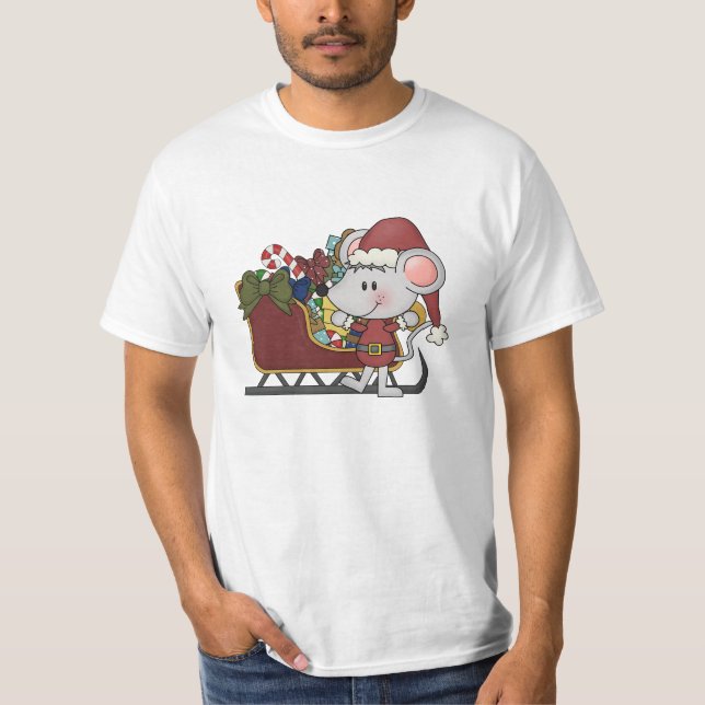 Camiseta Rato do papai noel com trenó (Frente)