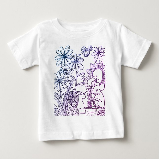 Camiseta Rato e caracol com flores de fantasia  (Frente)