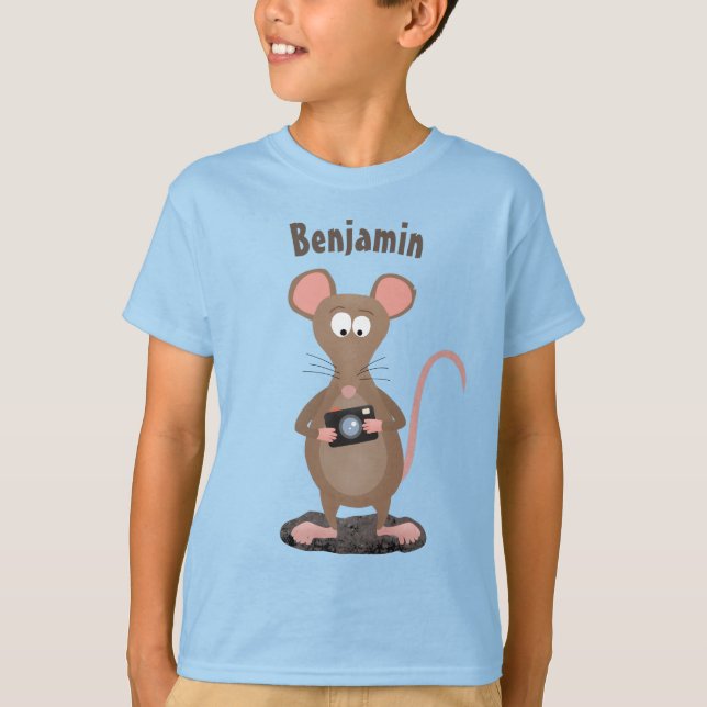 Camiseta Rato engraçado com ilustração de desenho animado c (Frente)