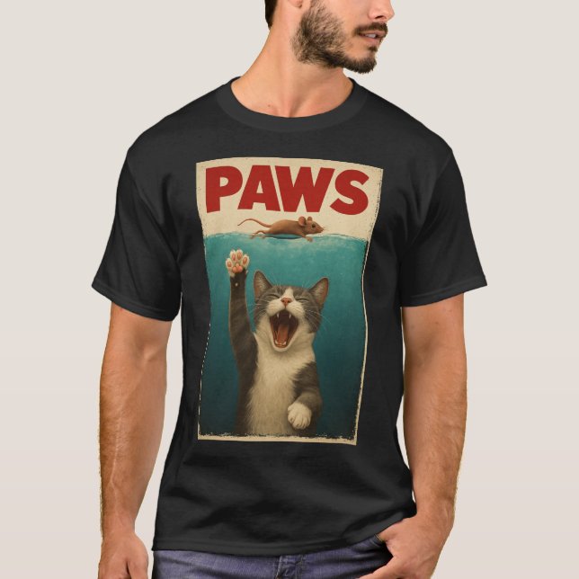 Camiseta Rato Humorístico de Gato Paródico PWS, caçando o R (Frente)