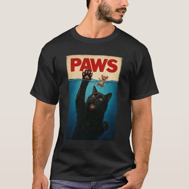 Camiseta Rato Humorístico de Gato Paródico PWS, caçando o R (Frente)