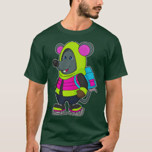 Camiseta Rato na patinação no gelo com mochila de patins de