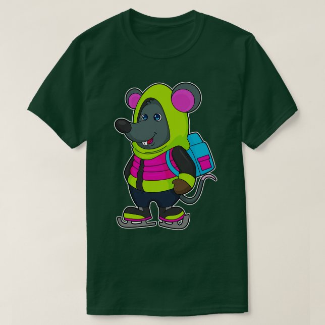 Camiseta Rato na patinação no gelo com mochila de skates de (Frente do Design)