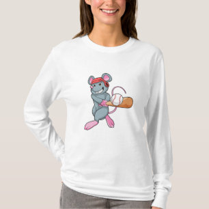 Camiseta Rato no Baseball com o bastão de beisebol e o capa