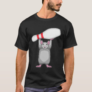 Camiseta Rato no boliche com pinos de boliche